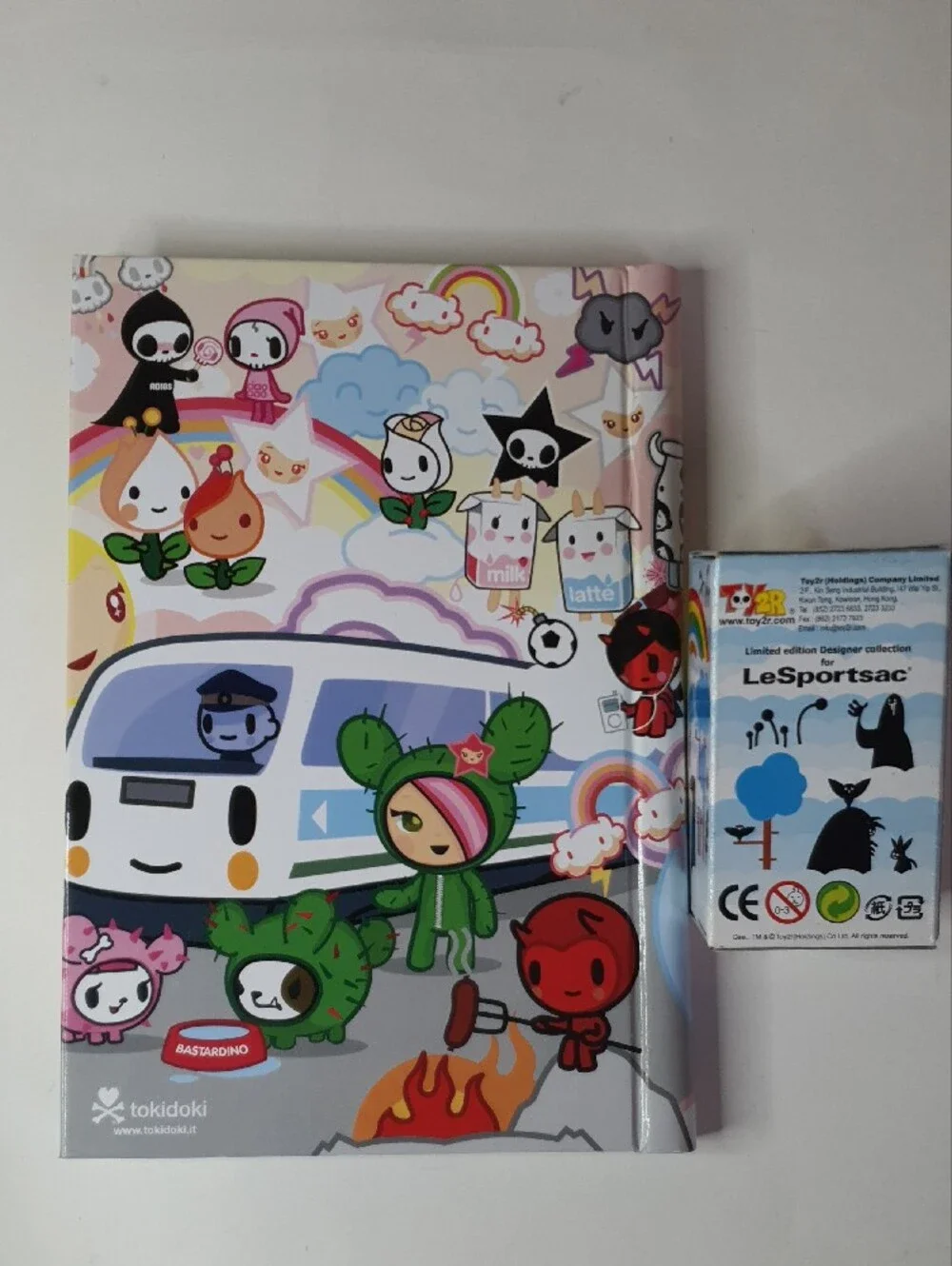 tokidoki Hardcover Spiral Notebook with Green Qee Figurine New